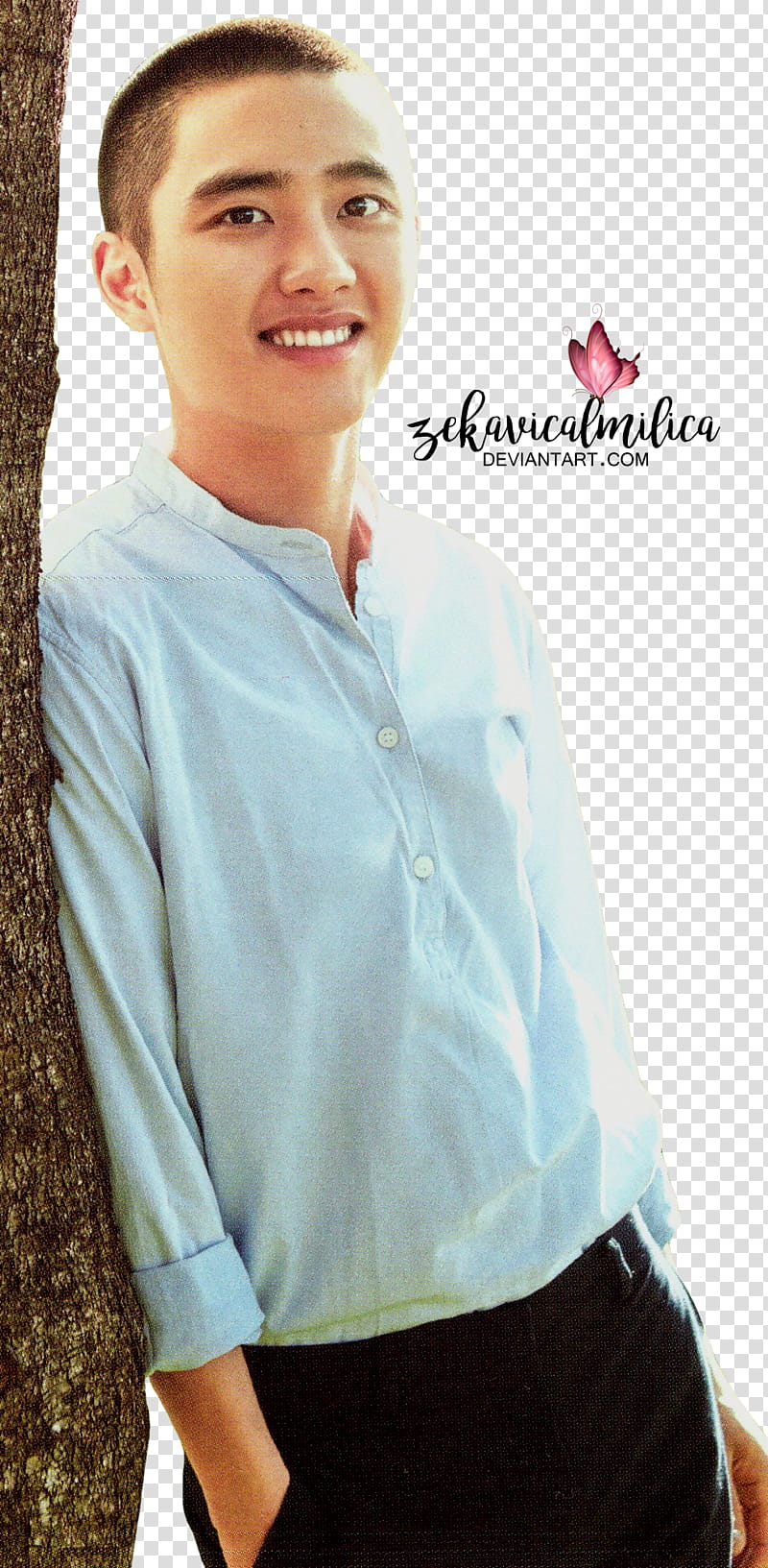 EXO Nature Republic, man leaning on tree transparent background PNG clipart