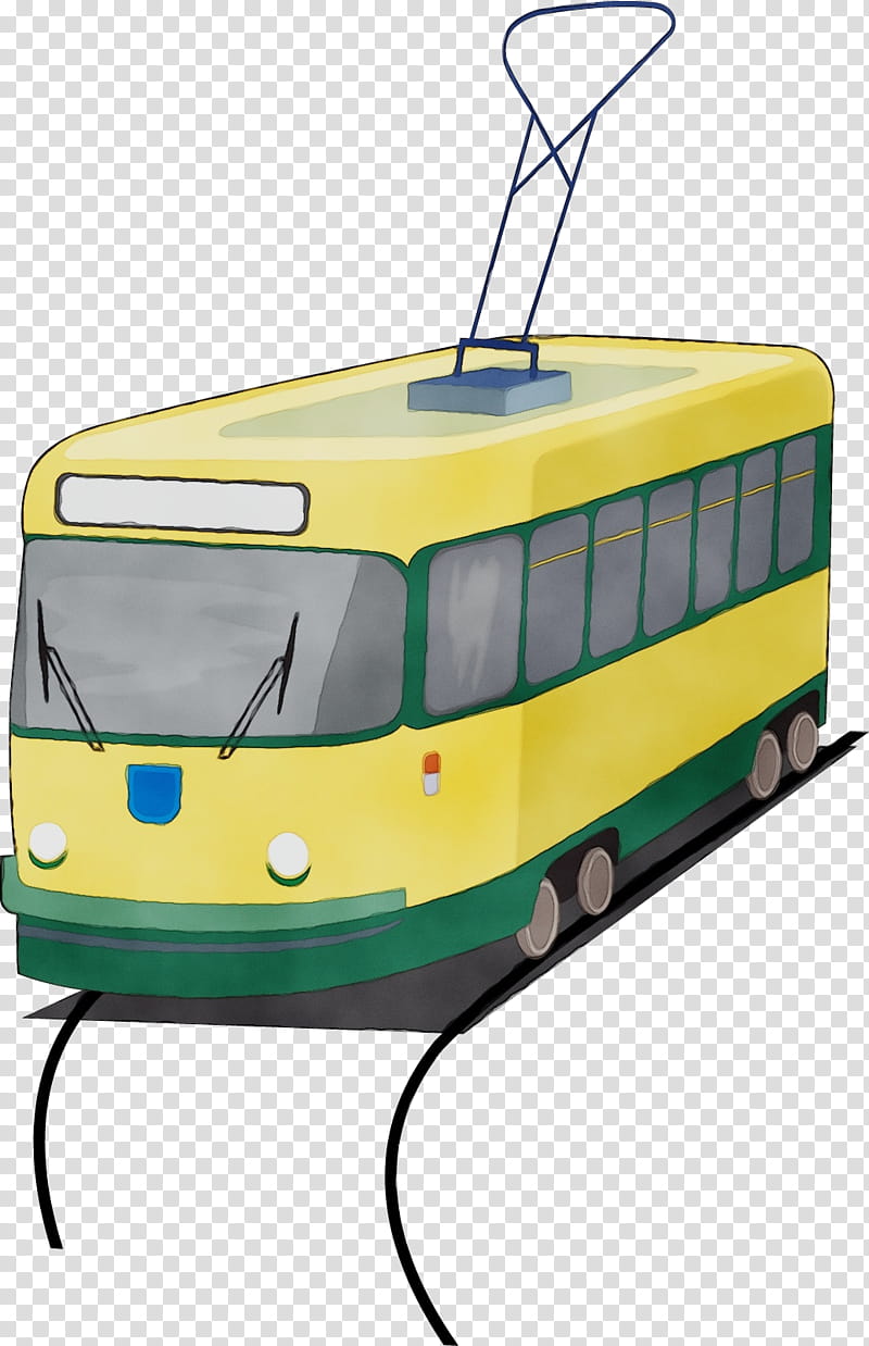 mode of transport transport motor vehicle vehicle tram, Watercolor, Paint, Wet Ink, Public Transport, Yellow, Rolling , Bus transparent background PNG clipart