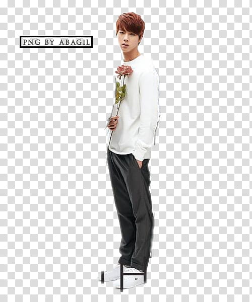 Bts The Star, man holding pink petaled flower transparent background PNG clipart