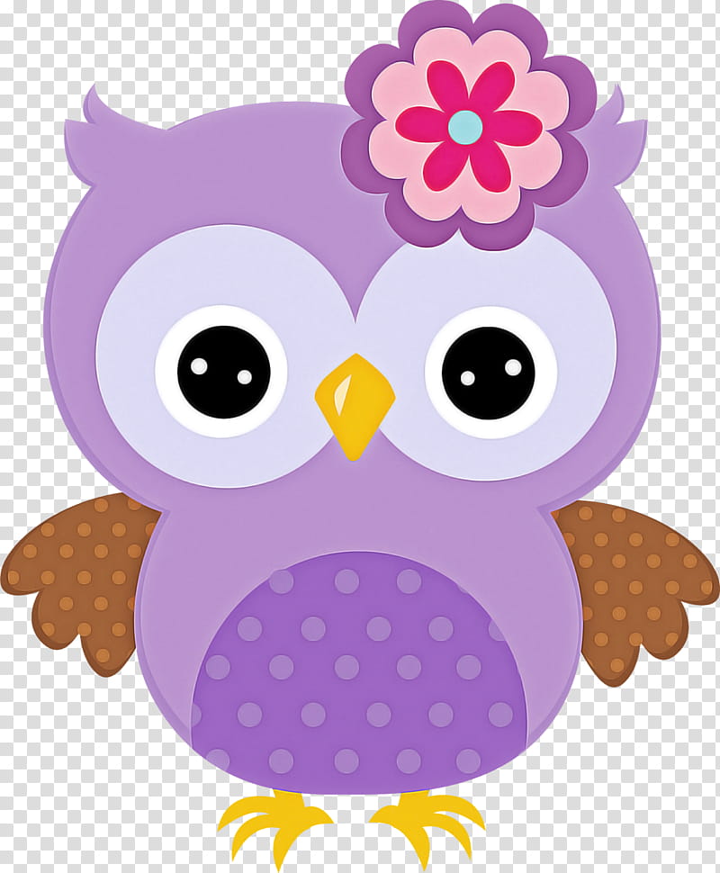 owl purple bird of prey pink, Cartoon, Violet transparent background PNG clipart