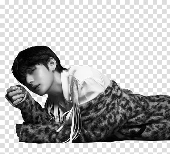 BTS LOVE YOURSELF TEAR , man wearing animal print coat transparent background PNG clipart