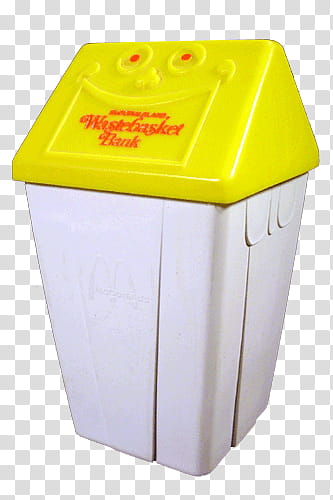 part, white and yellow plastic trash bin transparent background PNG clipart