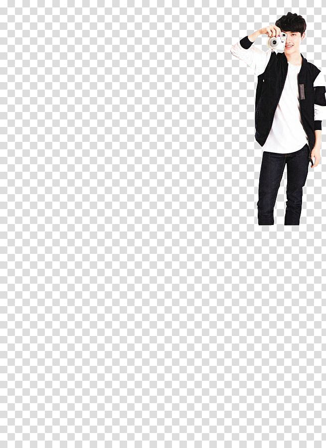 EXO Bazaar, man in black and white zip-up jacket illustration transparent background PNG clipart