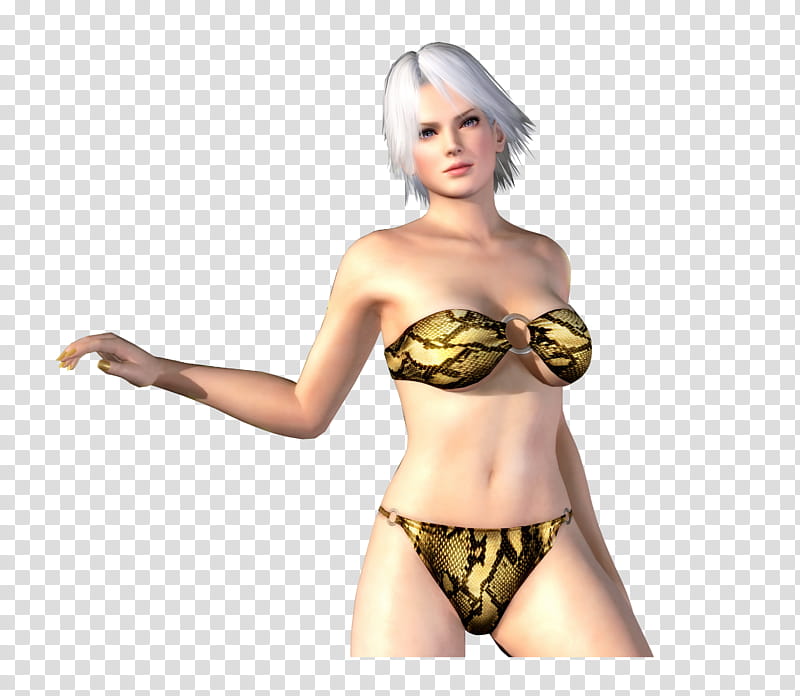 DOA  Christie Bikini render, woman in brown and black snakeskin bikini illustration transparent background PNG clipart