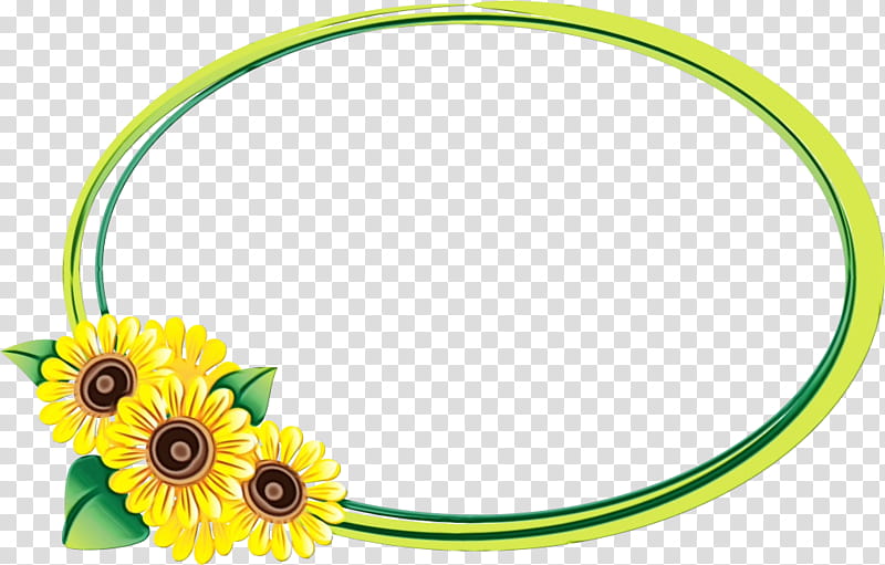 sunflower, Sunflower Oval Frame, Sunflower Frame, Watercolor, Paint, Wet Ink, Yellow, Plant transparent background PNG clipart