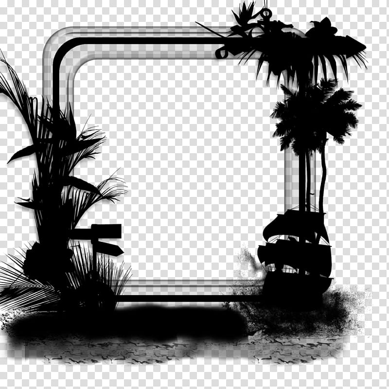 Cartoon Palm Tree, Frames, Computer, Blackandwhite, Arecales, Plant, Architecture, Landscape transparent background PNG clipart