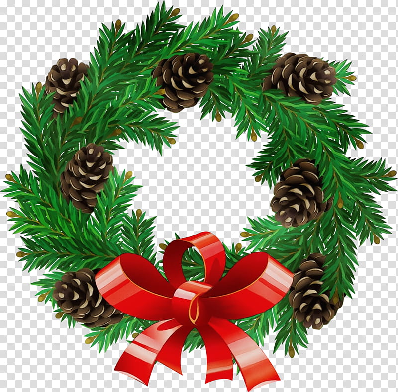 Christmas decoration, Watercolor, Paint, Wet Ink, Oregon Pine, Wreath, Colorado Spruce, Christmas transparent background PNG clipart
