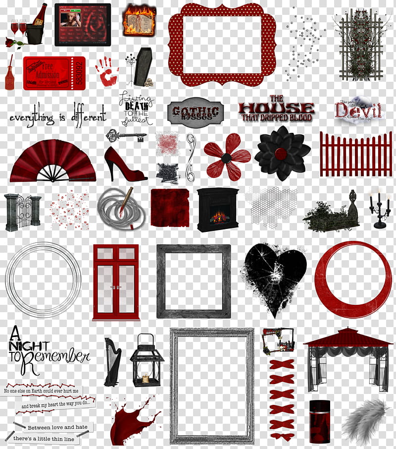 True Blood Vampire Word Art Clear Cut , red and white frames transparent background PNG clipart