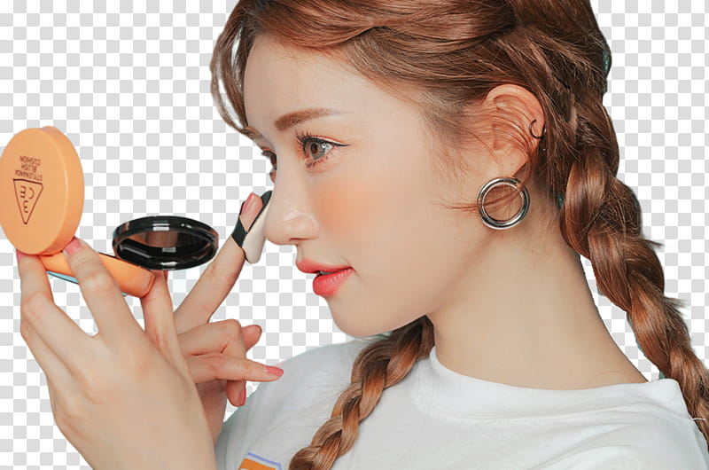 STYLENANDA, woman putting makeup on her face transparent background PNG clipart