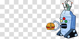 gray robot holding burger art transparent background PNG clipart