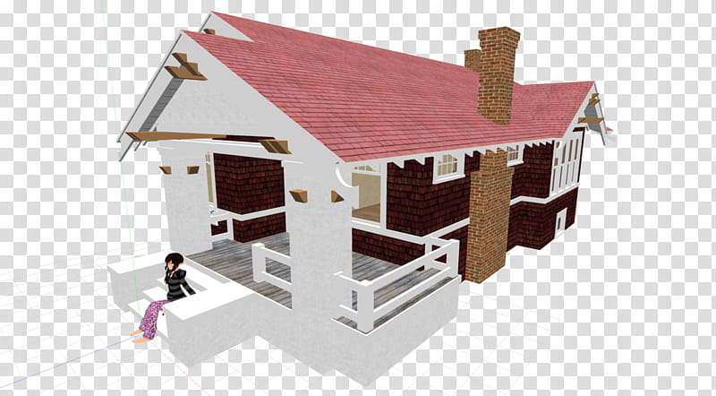 MMD Small House +DL, red and white house painting transparent background PNG clipart