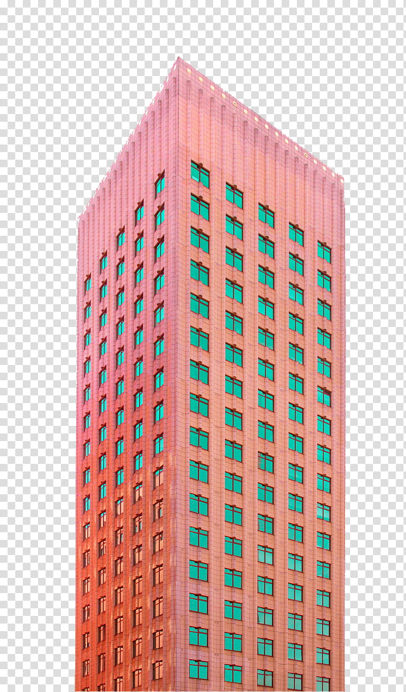 pink and green high building close-up transparent background PNG clipart