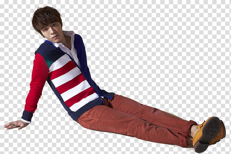 DongHae from magazine cutting, man sitting down transparent background PNG clipart