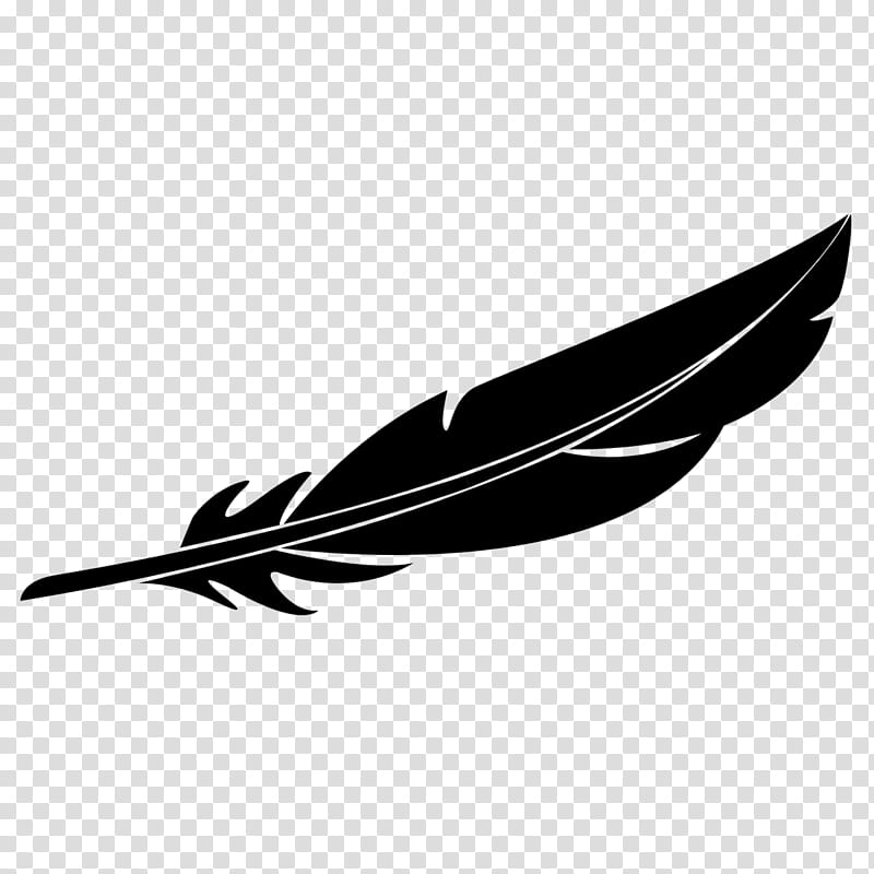 Leaf Logo, Line, Quill, Feather, Pen, Wing, Writing Implement, Blackandwhite transparent background PNG clipart