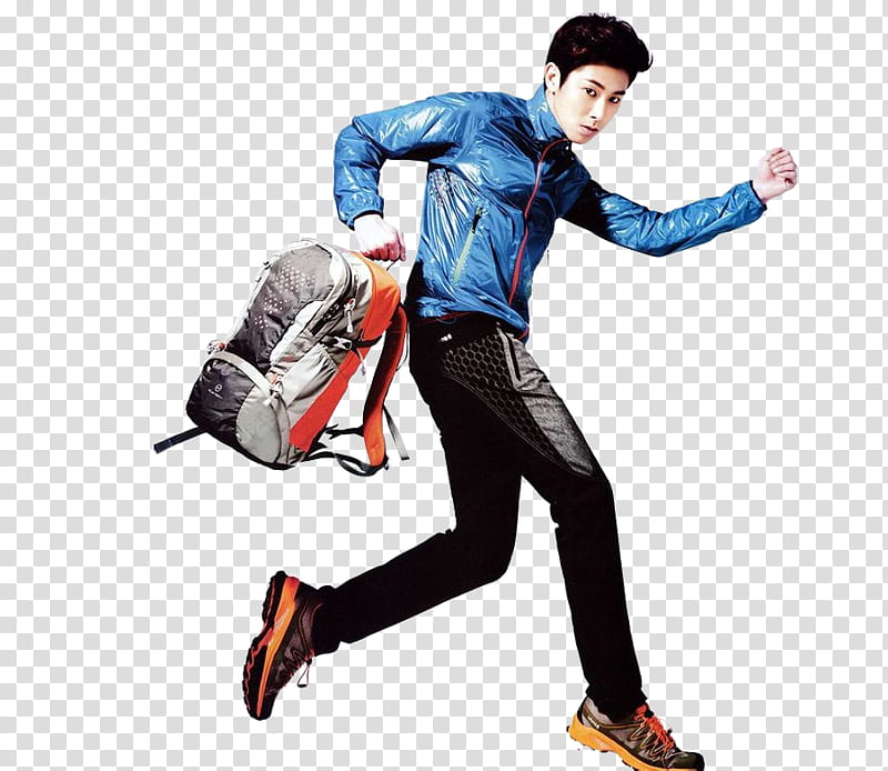man carrying gray backpack transparent background PNG clipart