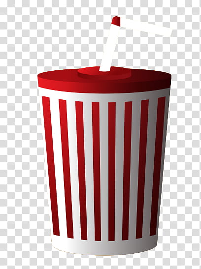 Cine, red and white striped container with straw illustration transparent background PNG clipart
