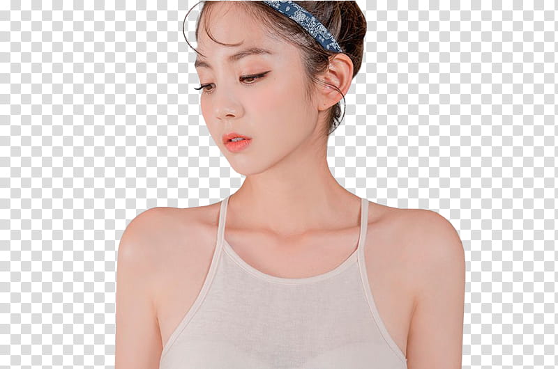 CHAE EUN, woman wearing white spaghetti strap top transparent background PNG clipart