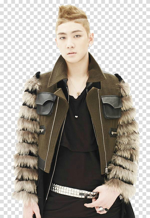 Baekho Nu est, man wearing green jacket with fur sleeves transparent background PNG clipart