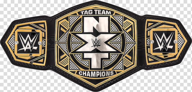 NXT Tag Team Championship Belt , black and gold WWE Tag Team Champions championship belt transparent background PNG clipart