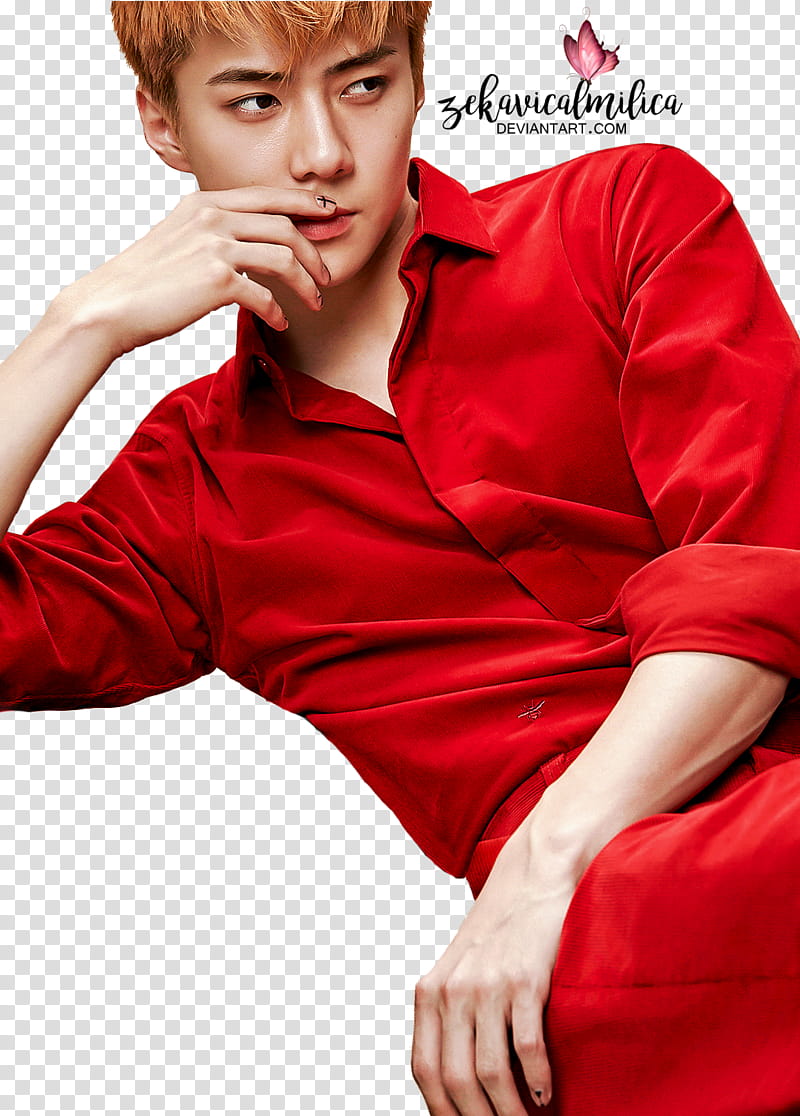 EXO Sehun superELLE, man touching his mouth transparent background PNG clipart