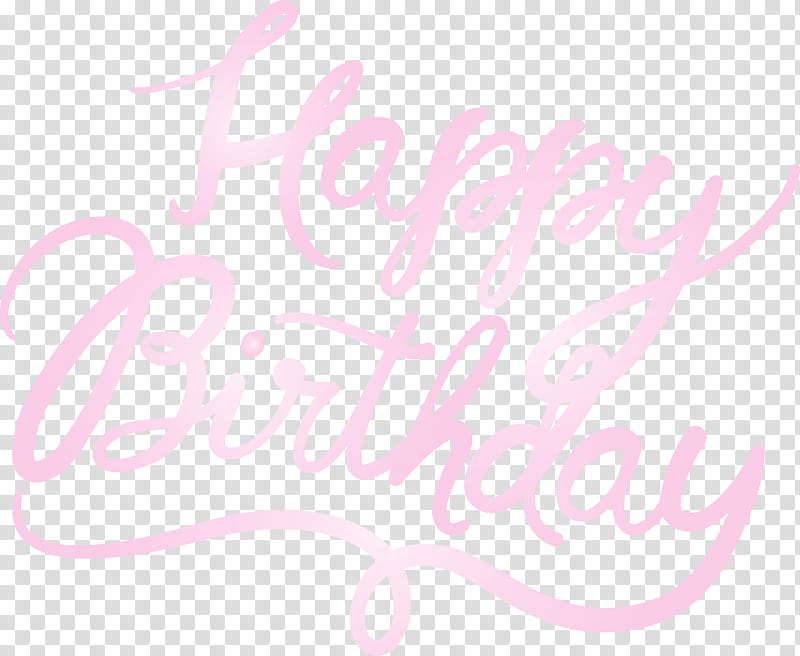 pink text font magenta sticker, Birthday Calligraphy, Happy birthday calligraphy, Watercolor, Paint, Wet Ink transparent background PNG clipart