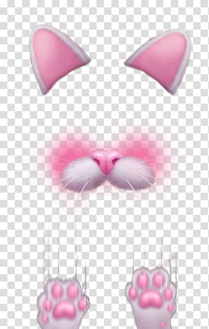 Snapchat psd, pink and white cat filter illustration transparent background PNG clipart