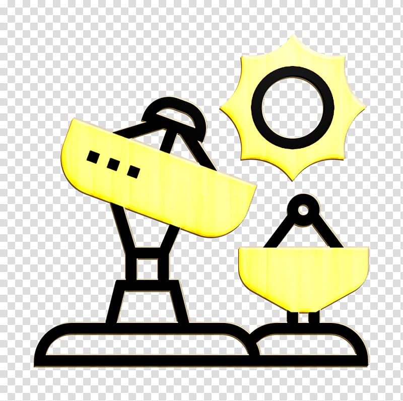 Astronautics Technology icon Satellite dish icon Radio icon, Yellow, Line, Line Art transparent background PNG clipart