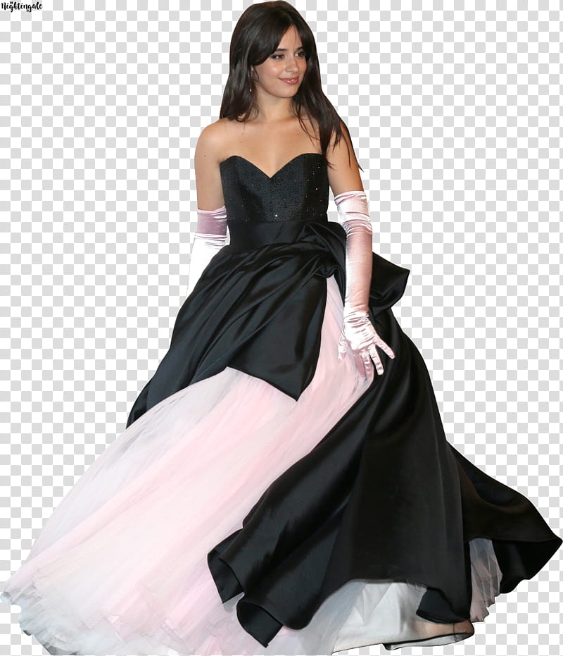 CAMILA CABELLO, women's white and black sleeveless dress transparent background PNG clipart