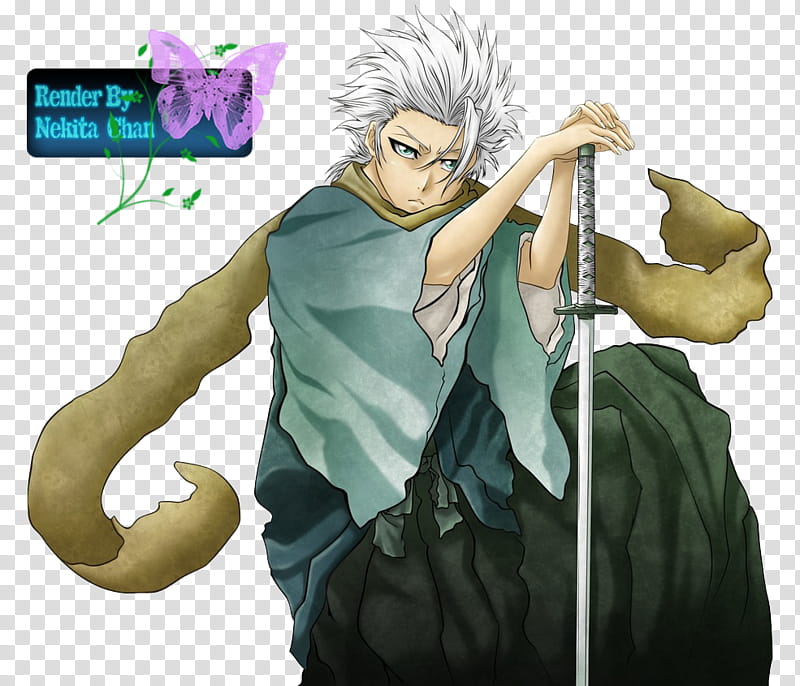 Render Hitsugaya, white haired male anime character transparent background PNG clipart