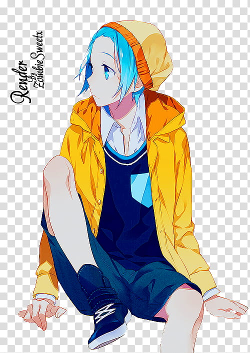 Anime Boy Render, anime guy with yellow jacket transparent background PNG clipart
