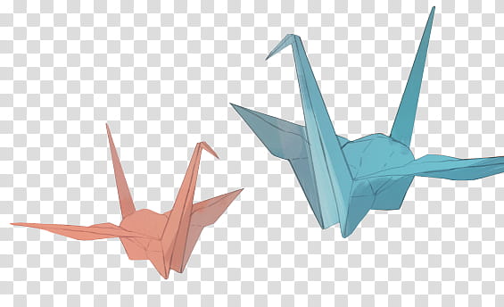 warmth, two orange and blue crane origami illustration transparent background PNG clipart