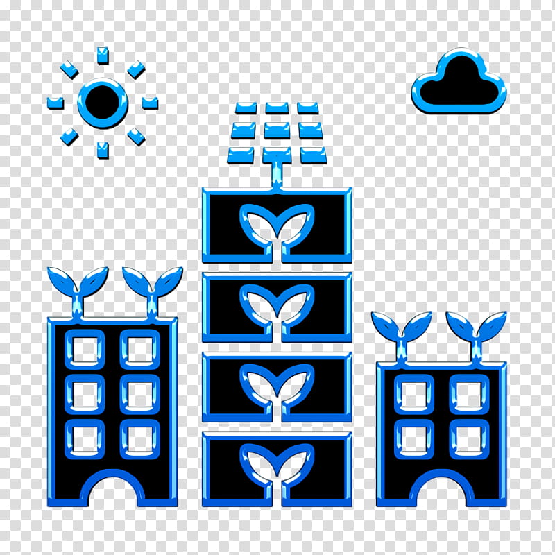 agriculture icon city icon farm icon, Future Icon, Vertical Icon, Electric Blue transparent background PNG clipart