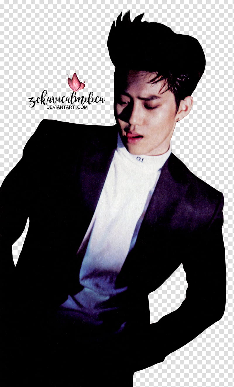 EXO Suho Monster, man wearing black suit jacket transparent background PNG clipart
