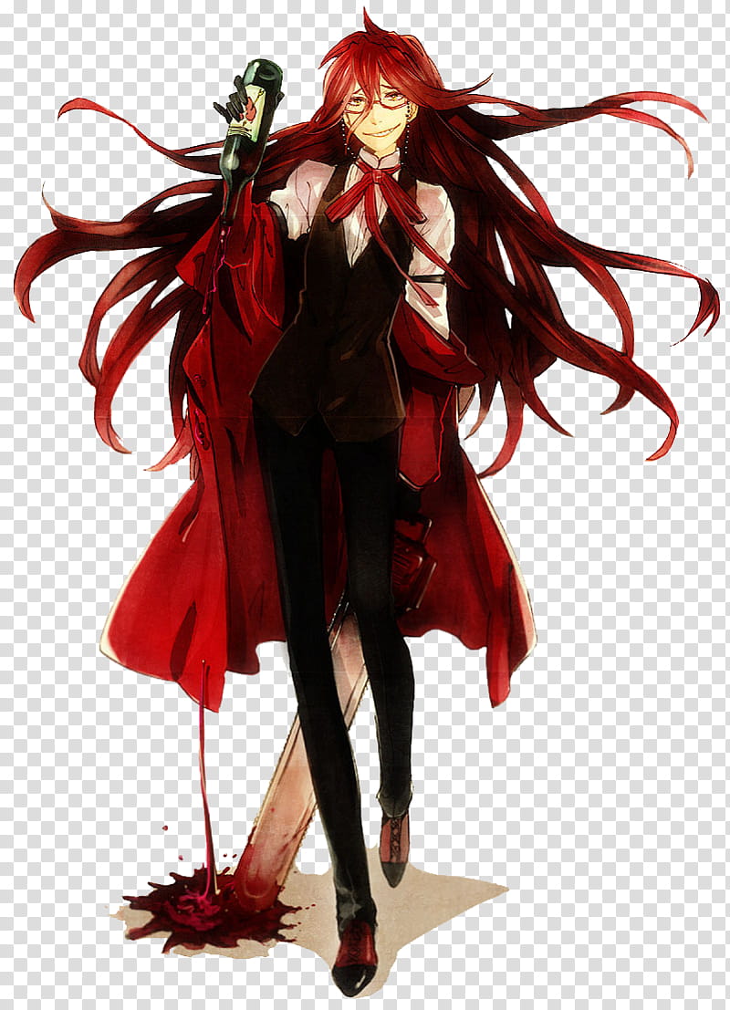 Black Butler Grell anime character transparent background PNG clipart