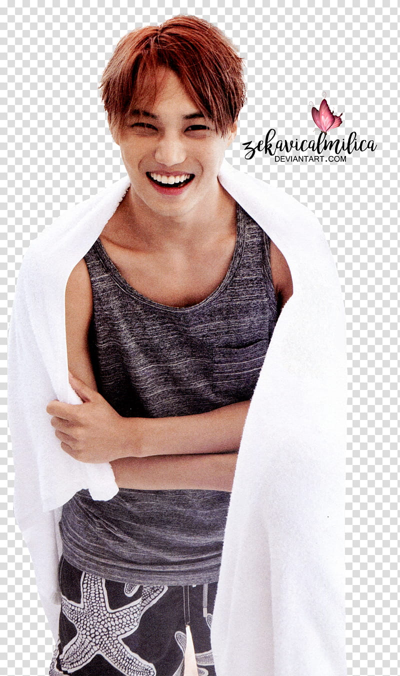 EXO Kai Dear Happiness, man in gray tank top transparent background PNG clipart