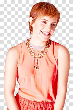 Emma Watson, Emma Watsons in pink top and red skirt transparent background PNG clipart