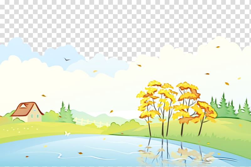 natural landscape nature water daytime sky, Watercolor, Paint, Wet Ink, Water Resources, Cartoon, Summer
, Tree transparent background PNG clipart