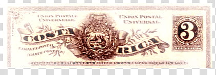 Vintage Postal Service Set ,  Costa Rica banknote transparent background PNG clipart