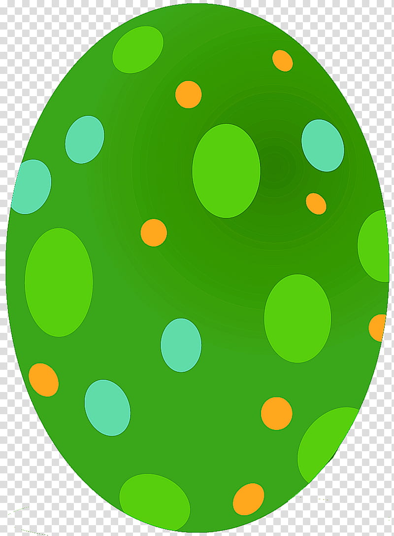 green and orange polka-dot Easter egg decor transparent background PNG clipart