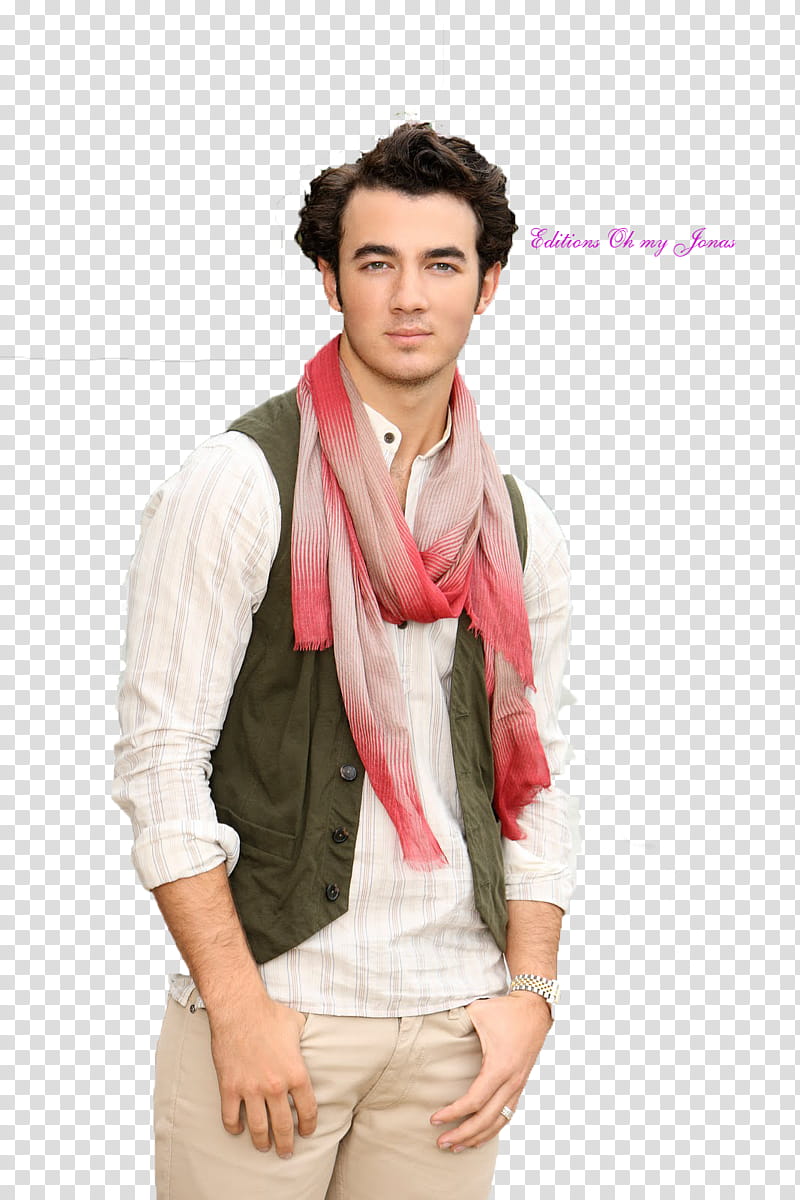 Kevin Jonas, man wearing white dress shirt with scarf transparent background PNG clipart