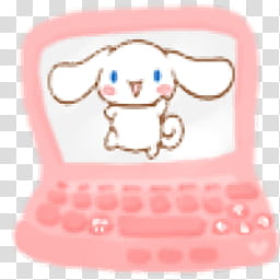 Iconos Cinnamoroll, Cinnamoroll By; MinnieKawaiitutos (), pink monitor displaying white rabbit character illustration transparent background PNG clipart