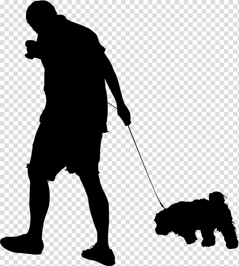 Dog Silhouette, Male, Leash, Human, Behavior, Black M, Dog Walking, Portuguese Water Dog transparent background PNG clipart