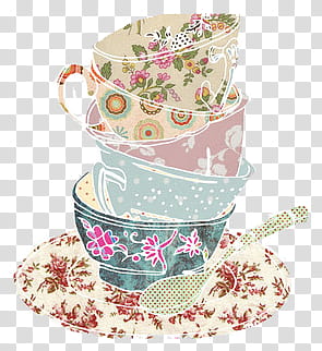 Miscellaneous s, stack of floral cup ilustration transparent background PNG clipart