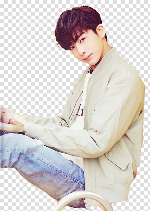 Hyungwon for Monbebe World, man facing sideways transparent background PNG clipart