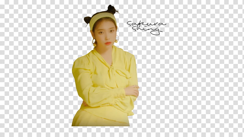 IU BBIBBI, woman in yellow shirt transparent background PNG clipart
