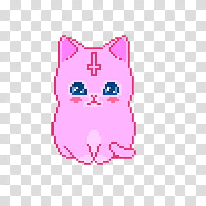Pixel, pink cat illustration transparent background PNG clipart | HiClipart