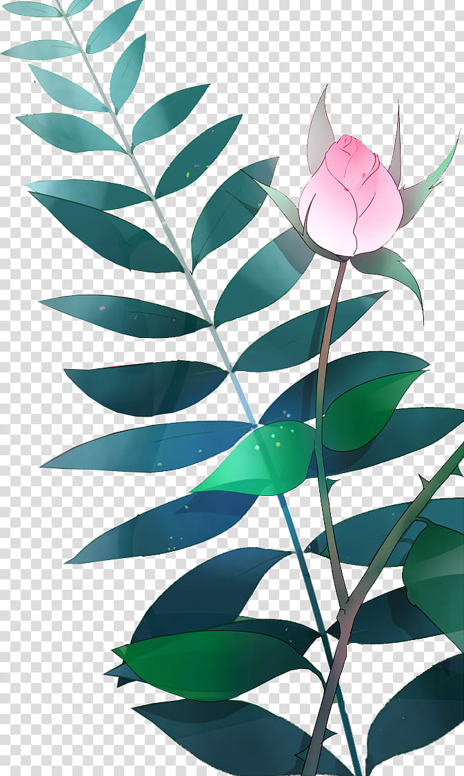 The scent of spring, pink and green flower illustration transparent background PNG clipart