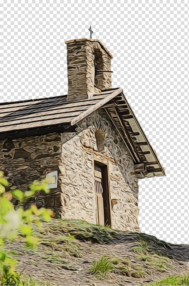 property chapel roof house cottage, Watercolor, Paint, Wet Ink, Building, Architecture, Church, Stone Wall transparent background PNG clipart