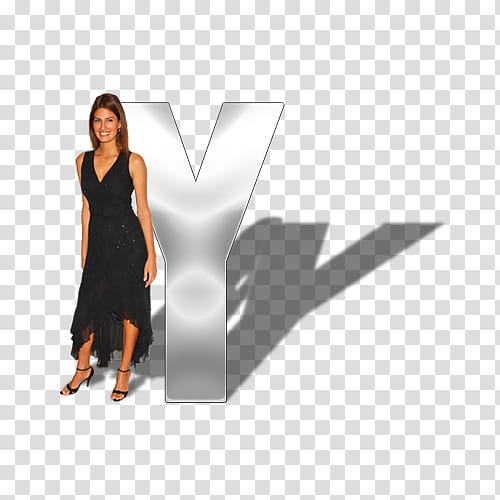 Celebrity Alphabet Psd , woman in black tank dress with gray Y edited transparent background PNG clipart
