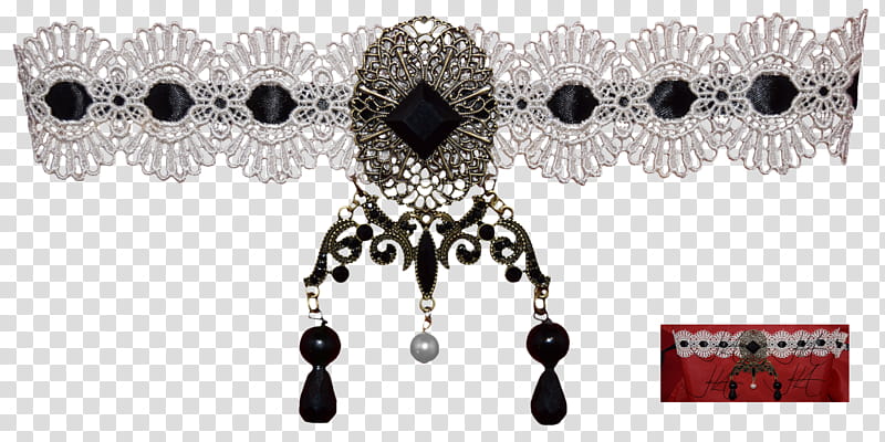 Steampunk Jewelry  updated, white, black, and gold choker necklace transparent background PNG clipart